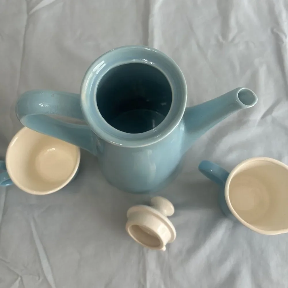 Vintage Cameron Clay Ceramic Coffee Carafe Server Pot, 2 Cups,  Creamer USA